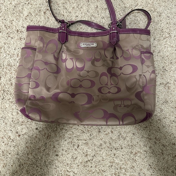 Coach Brown and Purple Signature Tote - Picture 4 of 4